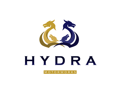 Hydra Motorworks Logo blue car luxury dragon gold hydra logo serpent