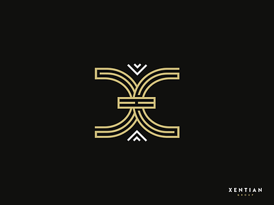 Xentian Group Logo business finance gold line art money