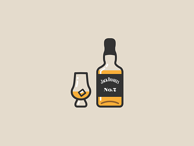 Good 'ol No.7 bottle glas glencairn ice illustration jack daniels tennessee whiskey