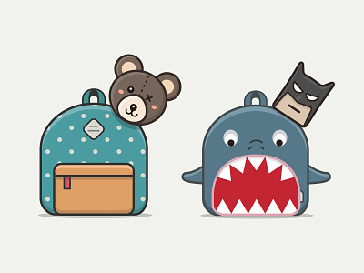 Child ticket type backpack bag batman illustration polka dot shark teddy ticket type