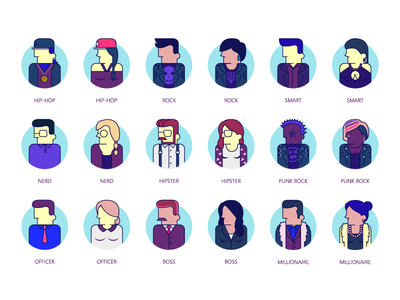 Avatar Day Life People Icon business design dj flat hipster icon illustration lifestyle people people icons rock ui ux vector