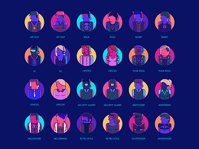 Nightlife Avatar People Icon business design dj flat hipster icon illustration lifestyle people icons ui ux vector