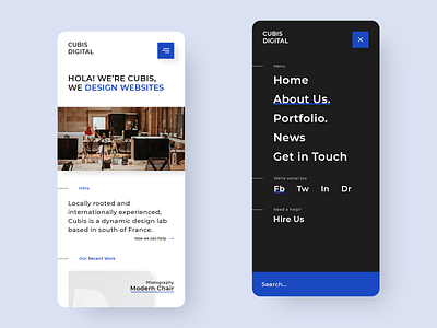 Cubis mobile concept agency clean concept creative design digital flat flat design minimal minimalism mobile mobile menu modern personal portfolio responsive simple typography web web design