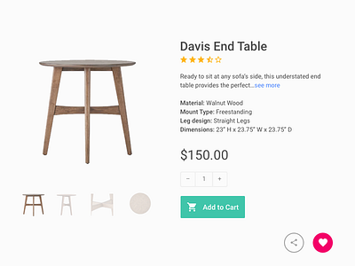 Product Page design designchallenge exploration furniture minimalism mockup product card ui visual design