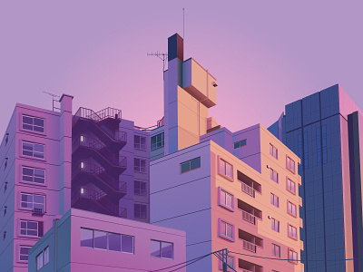 Tokyo city design graphic illustration illustrator japan purple tokyo vector