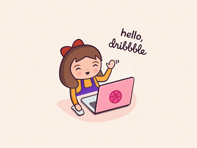Hello Dribbble! character cute art cute illustration first shot hello dribbble illustration vector