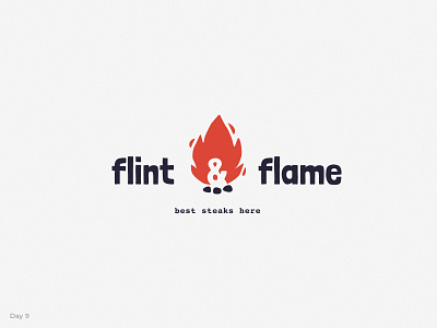 Flint & Flame — Daily Logo #9 challenge daily logo daily logo challenge dailylogochallenge flame flame logo flint graphic design logo meat bar restaurant restaurant logo steak