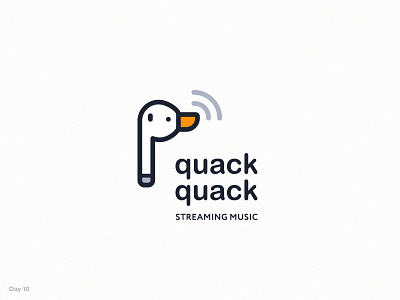 QuackQuack — Daily Logo #10 airpod brand challenge daily logo daily logo challenge dailylogochallenge duck duck logo graphic design identity logo music streaming