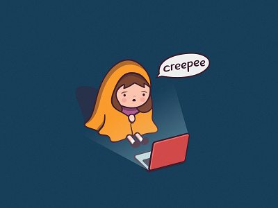 Creepy art character creepy cute girl horror movie illustration watching