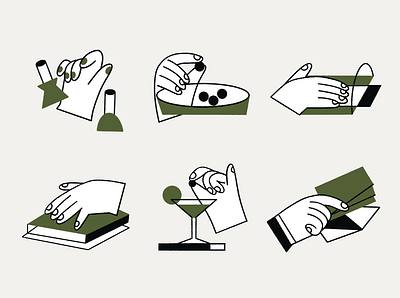 the story of the hand flatdesign green hands icon set