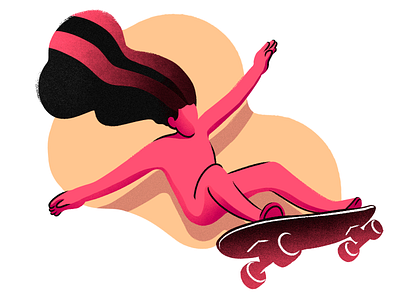 skateboarding illustration pink shadow skateboarding speed