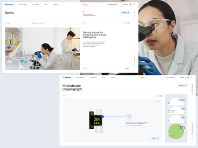 Treaton - main clean clinic design device hospital medical medical equipment medicine minimalistic news product site ui ux web