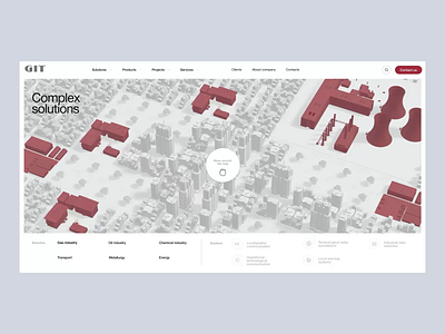 Git v.2 3d city clean concept design factory interactive map minimalistic site solutions ui ux web