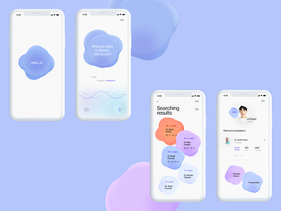 Telemedicine concept artificial intelligence clean clinic concept design doctor match medical minimalistic mobile mobile app site ui ux voice voice search web