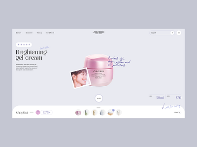Shiseido concept beaty clean concept cosmetic design minimalistic site skincare store ui ux web