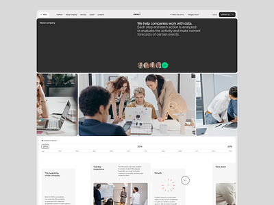 Impact / About page about clean concept design monitoring site system ui ux web