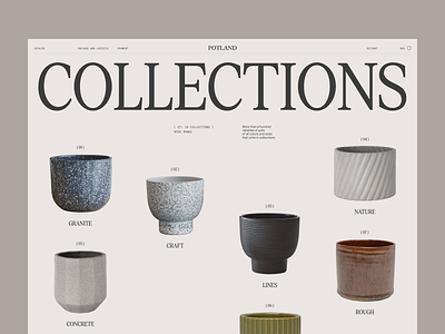 Potland / Main / Collections clean collections design flowers pots site store ui ux web