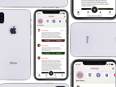 Football Feed Application adobe photoshop adobe xd clean football graphic designer modern teams user experience user interface user interface designer