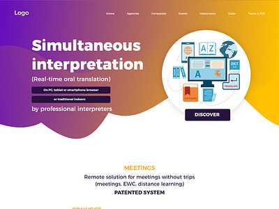 Interpreter website home page adobe xd clean design graphic designer photoshop ui user experience user interface user interface designer