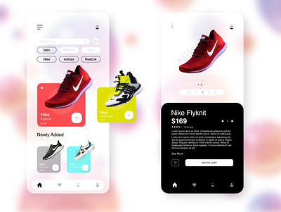 E - Commerce App Ui Design app beautiful brand design ecommerce flat illustrator shoes app simple type ui uiux ux vector