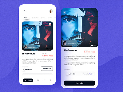 NFT App Concept Design appdesign auctionapp blockchain conceptdesign ethereum nft nftapp nftart nftcommunity nftconceptapp nftdashboard nftmarket nftmarketplace ui uidesign ux uxdesign