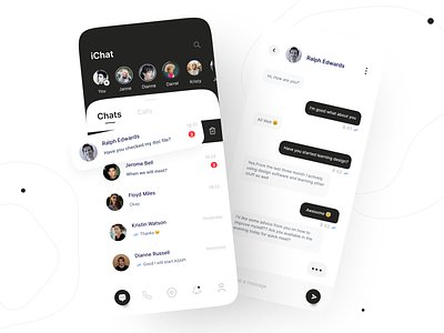 iChat App app chat chat app chat application chat ui chatting clean chat design group chat ios messages messenger minimal profile ui uiux user ux video call view