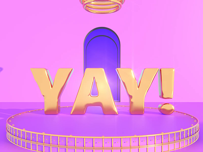 YAY! 3d animation animations art artwork c4d cinema4d dribbble gold happy illustration light loop pink purple redshift3d render sunny sunny day yay
