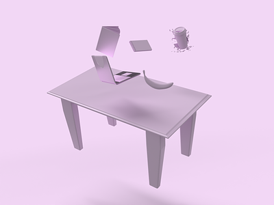 My Work Day in 3D 3d 3d art 3d model 3d modeling adobe dimension color design dimension graphic design monochromatic objects pink work