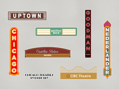 Chicago Theatres Sticker Set | Dribbble Weekly Warm-Up