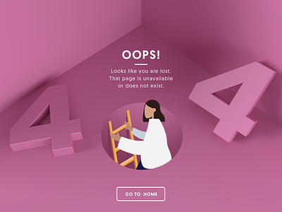 404 Error Page | Weekly Warm-up 404 404 page design error error page graphic design illustration pink rebound typography ui ui design ux vector web design web page website weekly warm-up you are lost