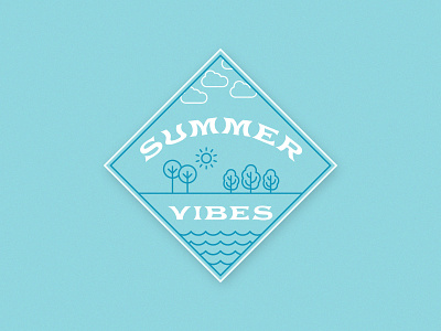 Summer Vibes Badge | Weekly Warm-up badge badge graphic blue design graphic design iconography illustration illustrator logo nature summer summer badge trees typography vector