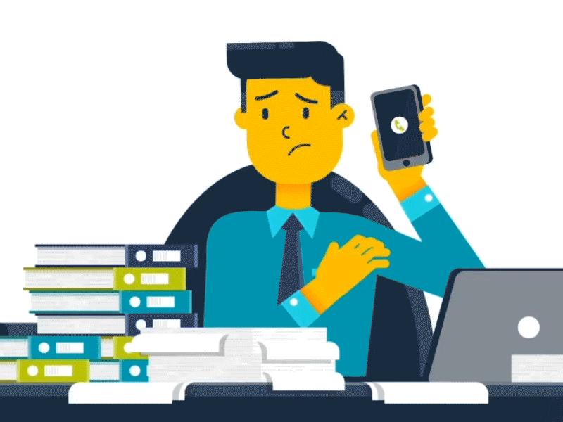 Stressful Job animation character job man office phone sad