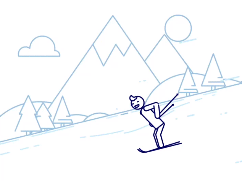 Skiing animation character crash gif mountain outline sport