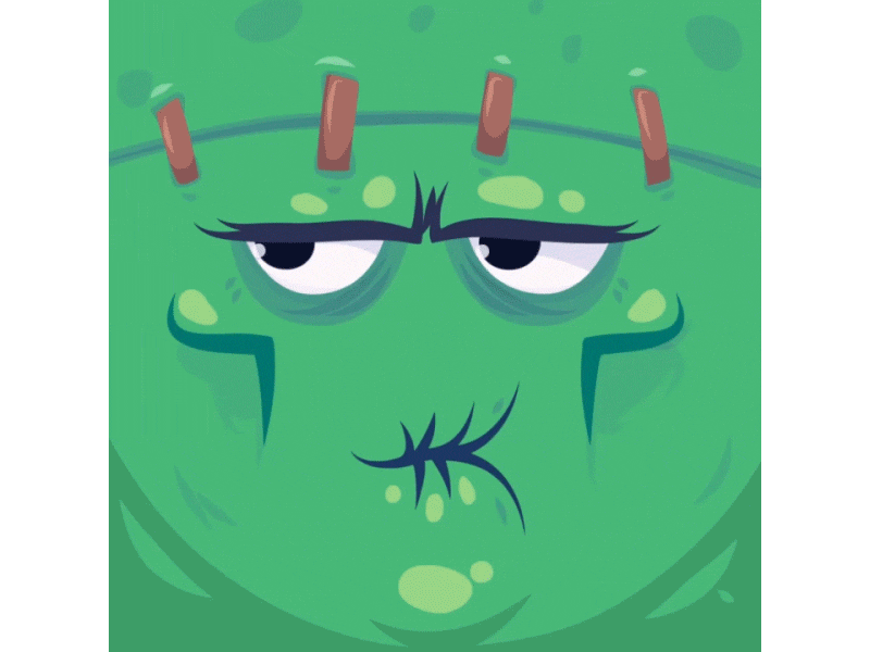 Sleepy Frankenstein Monster Face animation character face frankenstein gif grandpa monster old sleepy