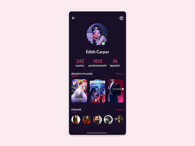 User Profile - Gaming App app daily ui daily ui 006 dark ui game games gaming gaming app mobile mobile app mobile design mobile ui ui user user profile videogames