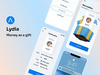 The joy of gifting money bank banking fintech gift gift card gifting ios lydia mobile money product design social ui ux