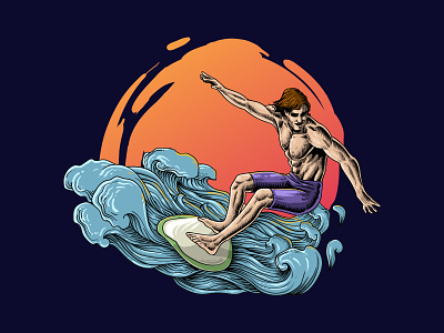 surfing art artwork design designed drawing graphicdesign illustration logo vector wacom