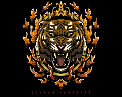 tiger animal art beast dark design drawing engraving filigree fire game graphicdesign illustration logo sport tattoo tiger vector wild