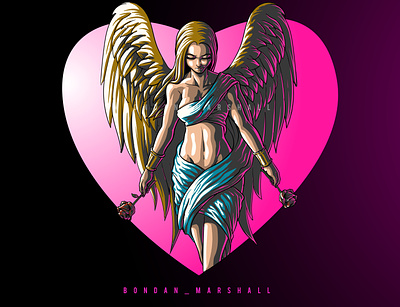 love goddess angel art artwork beautiful clothes clothing design draw drawing graphicdesign illustration logo love romance tshirt valentine vector wacom wings woman
