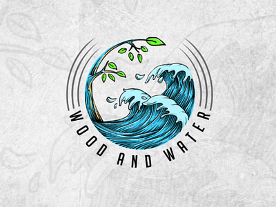 Wood & water logo illustration design