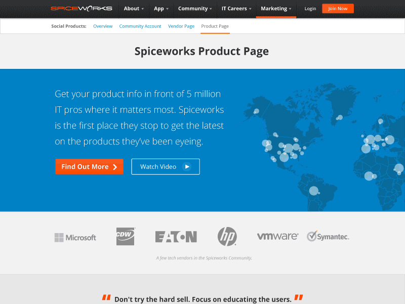 Product Page landing page