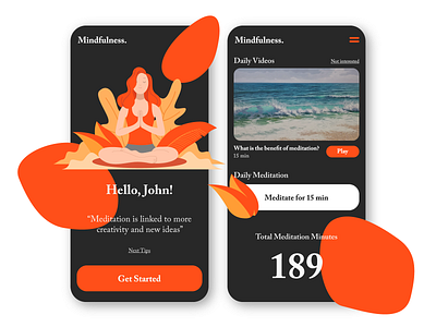 Meditation app app branding design illustration meditation mobile app mobile ui ui ux vector