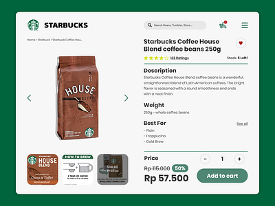 Starbuck Coffee Beans Ordering Page beans behance coffee design dribbble green jakarta order page starbucks ui uidesign uiux uiuxdesign ux uxdesign web website websitedesign white