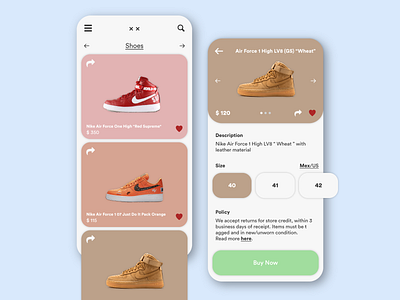 Shoe Store Mobile App Design