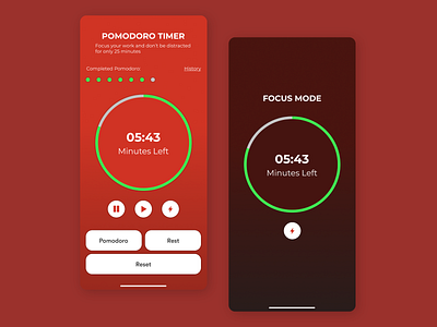 Pomodoro Timer App Design app app design behance branding dailyui design dribbble illustration timer typography ui uiux ux vector