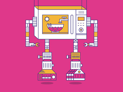 Microwave Robot design icon iconography illustration