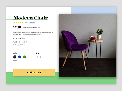 Daily UI 012 - E Commerce Shop add to cart chair daily ui daily ui 012 daily ui challenge dailyui design ecommerce ecommerce design ecommerce shop furniture store furniture website online shopping product page shop shopping ui