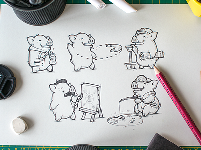 Teacup Marketing Sketches concept illustration marketing paper pencil pig sketch teacup