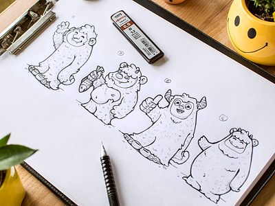 Yeti Mascot Sketches concept cute illustration logo mascot paper pencil sketch yeti