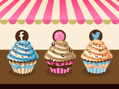 Cupcake Social Icon Vol. I cake candy shop cookie cupcake dribbble facebook illustration pastry social icon twitter vector